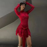 A-Line Pleated Mesh Sheer Mini Dress InsStreet